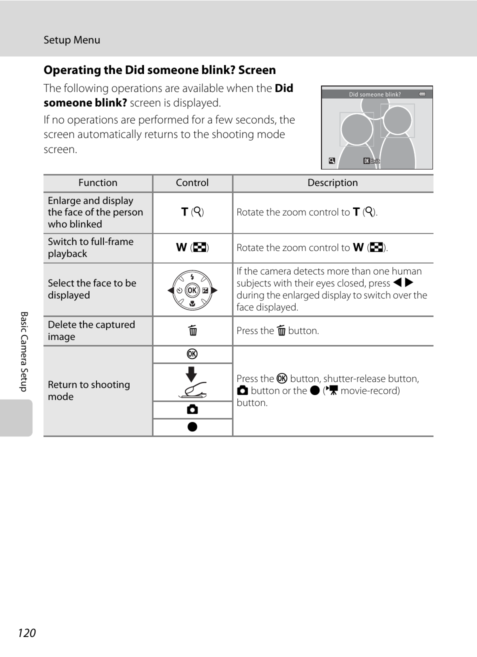 Operating the did someone blink? screen, A 120) | Nikon Coolpix L120 User Manual | Page 132 / 164