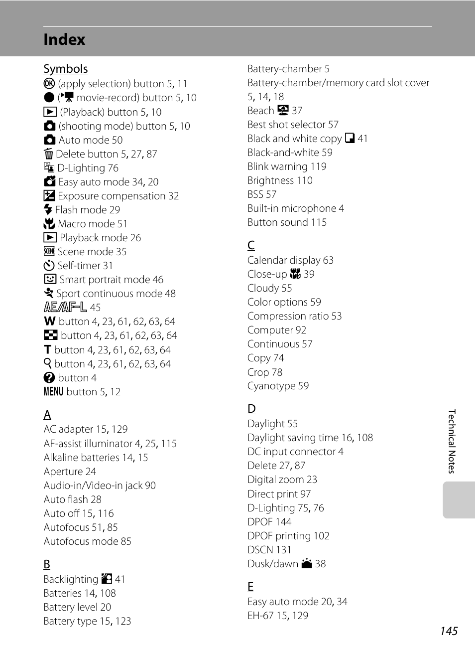 Index | Nikon Coolpix L120 User Manual | Page 157 / 164