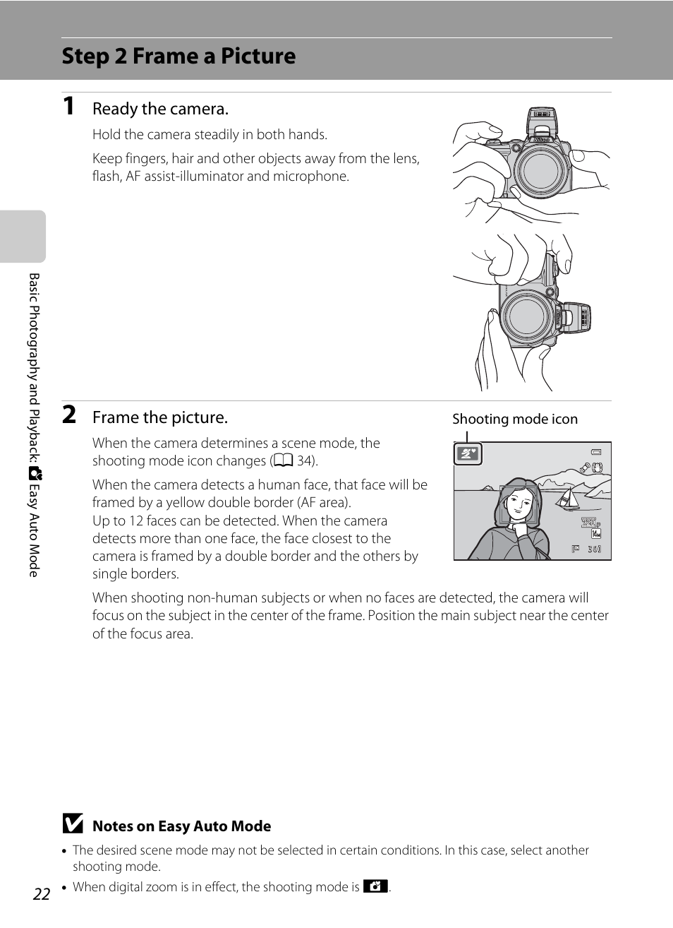 Step 2 frame a picture | Nikon Coolpix L120 User Manual | Page 34 / 164