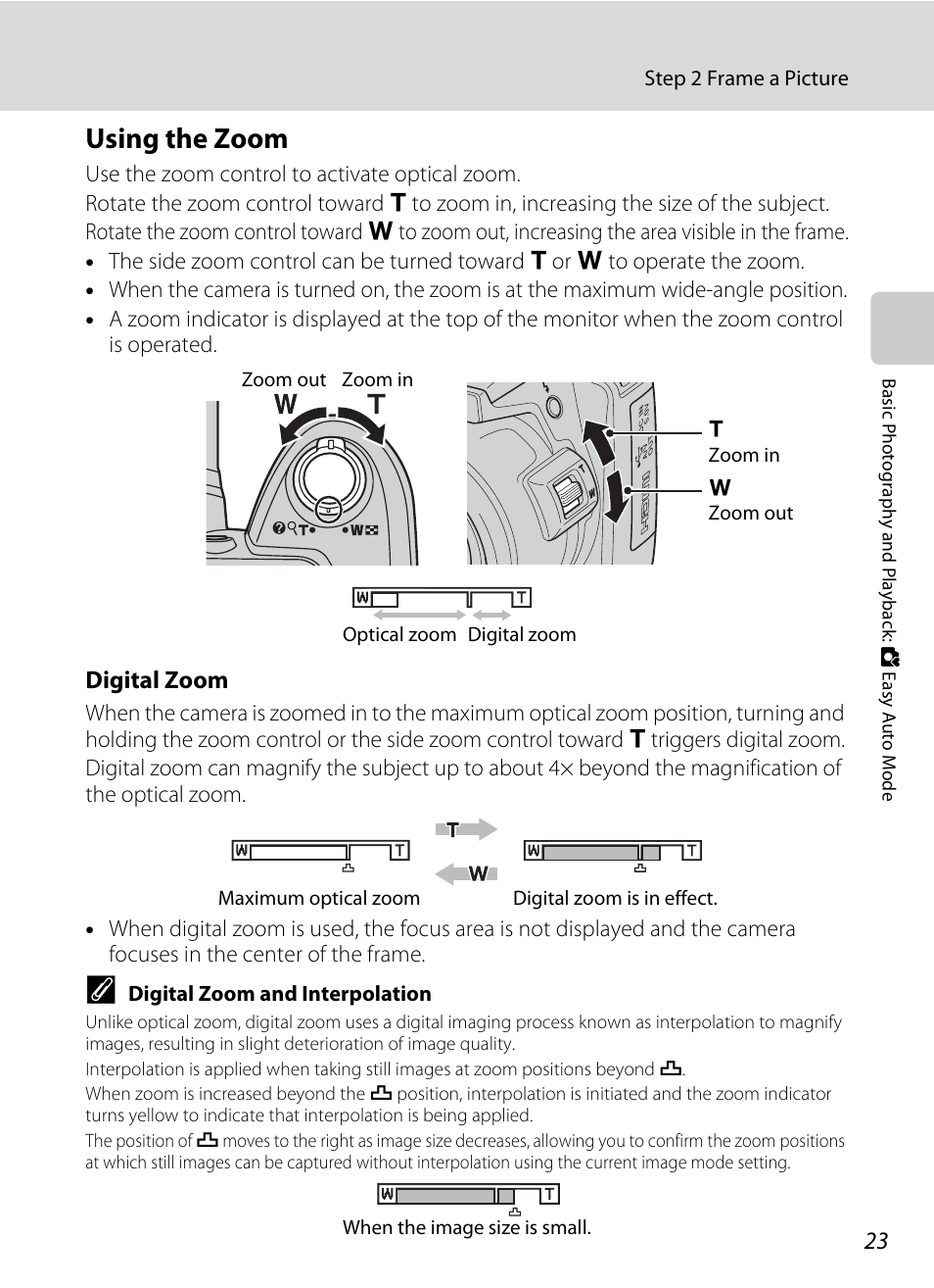 Using the zoom | Nikon Coolpix L120 User Manual | Page 35 / 164