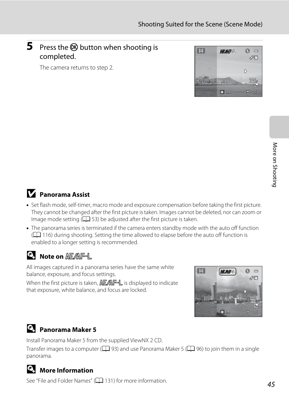 Press the k button when shooting is completed | Nikon Coolpix L120 User Manual | Page 57 / 164