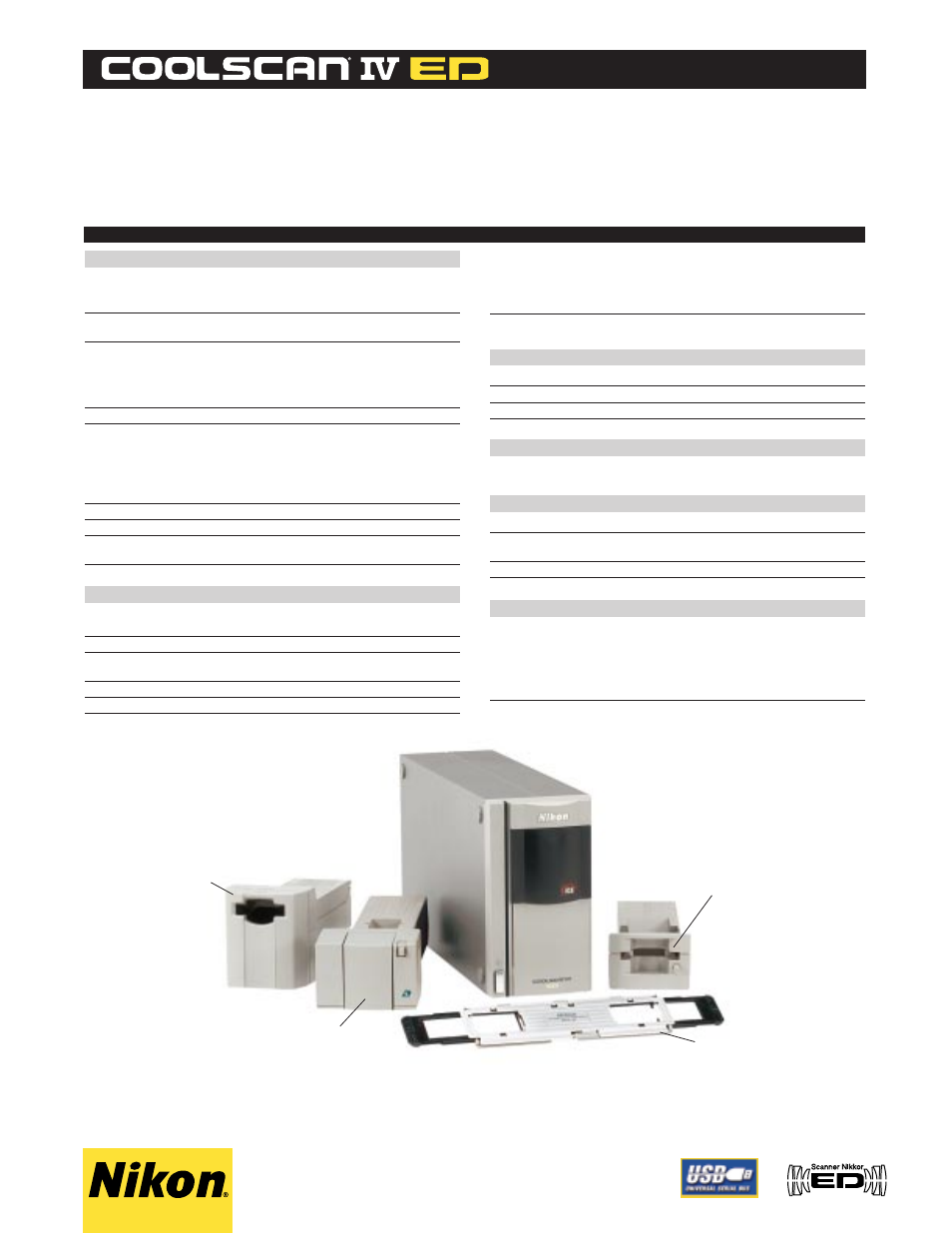 Super cools, Image enhancement technology into nikon scan, Specifications | Nikon COOLSCAN IV ED User Manual | Page 2 / 2