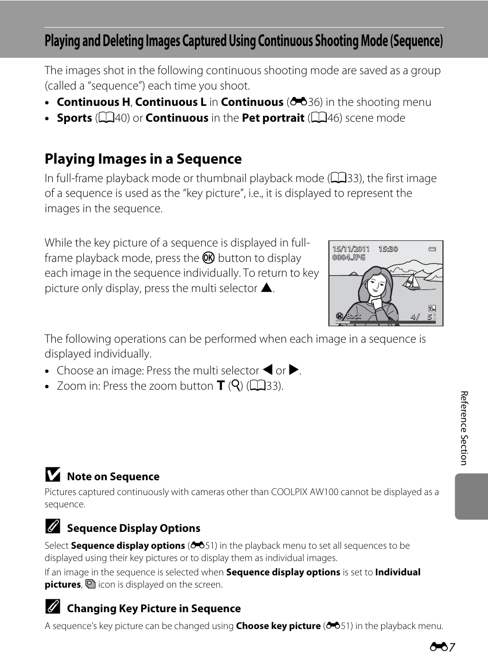 Playing images in a sequence | Nikon AW100 User Manual | Page 127 / 242