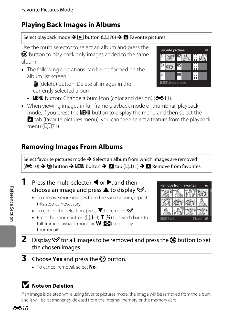 Playing back images in albums, Removing images from albums | Nikon AW100 User Manual | Page 130 / 242
