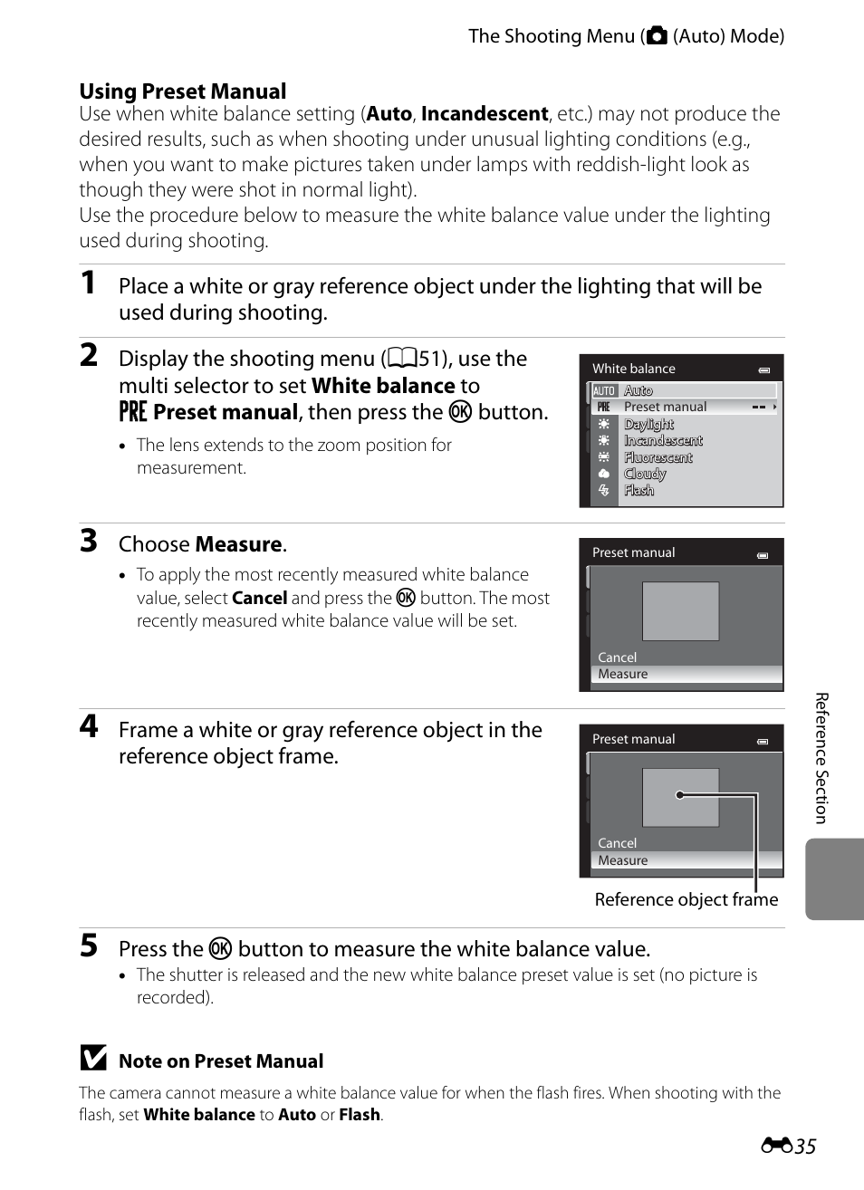 Using preset manual, E35), E 35 | Choose measure | Nikon AW100 User Manual | Page 155 / 242