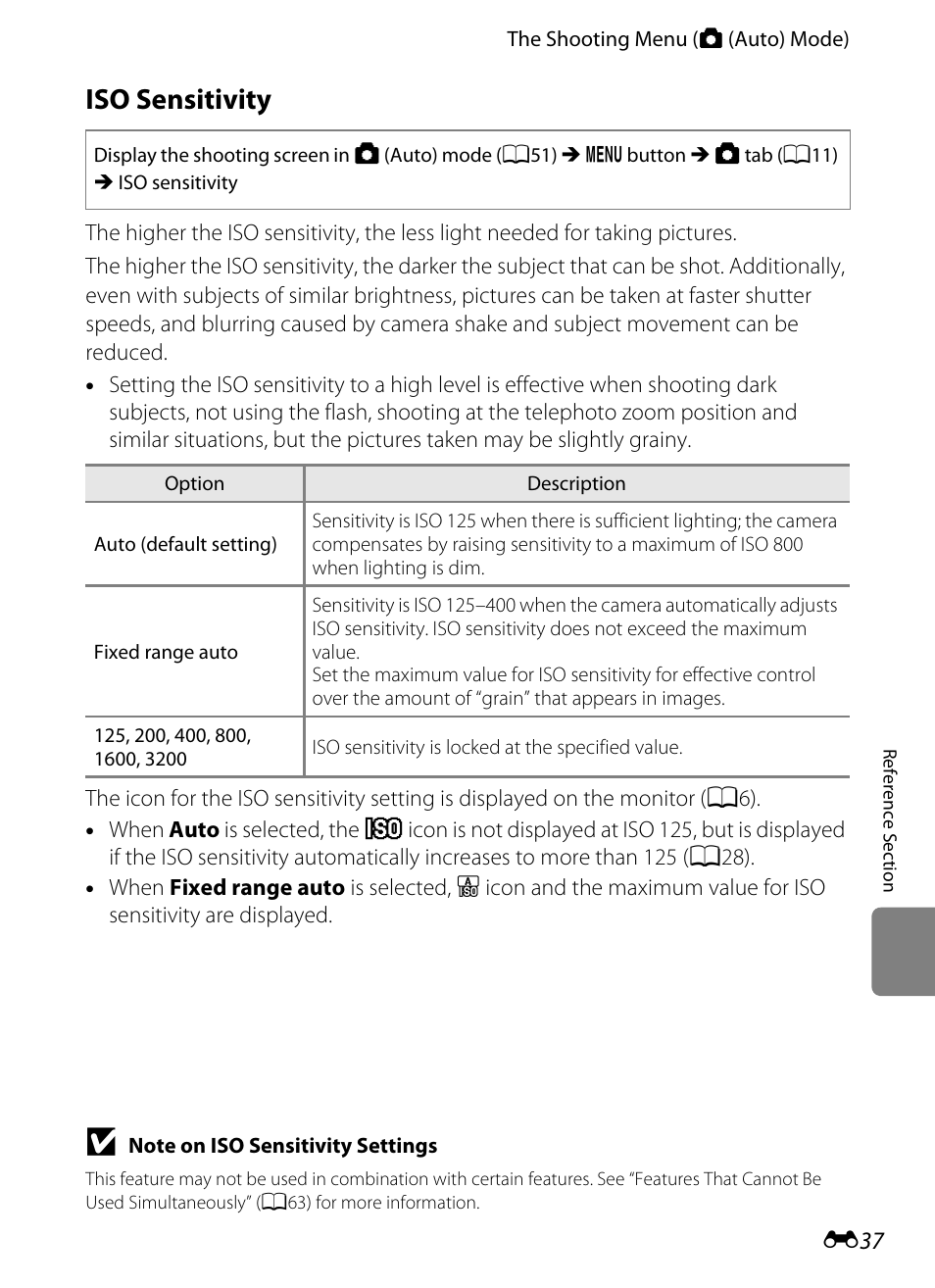 Iso sensitivity | Nikon AW100 User Manual | Page 157 / 242