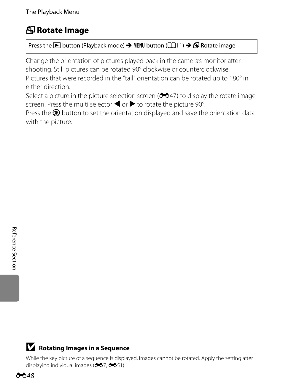 Rotate image, F rotate image, E48) | Nikon AW100 User Manual | Page 168 / 242