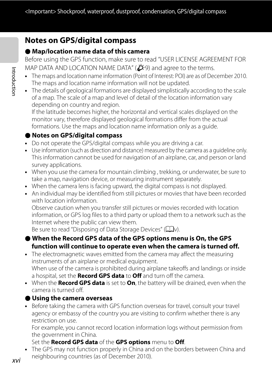 Notes on gps/digital compass | Nikon AW100 User Manual | Page 18 / 242