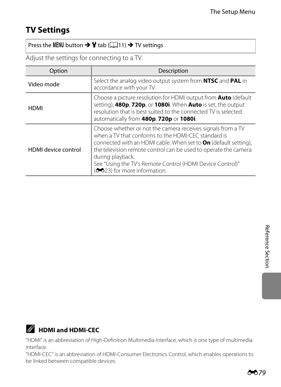 Tv settings, E79) | Nikon AW100 User Manual | Page 199 / 242