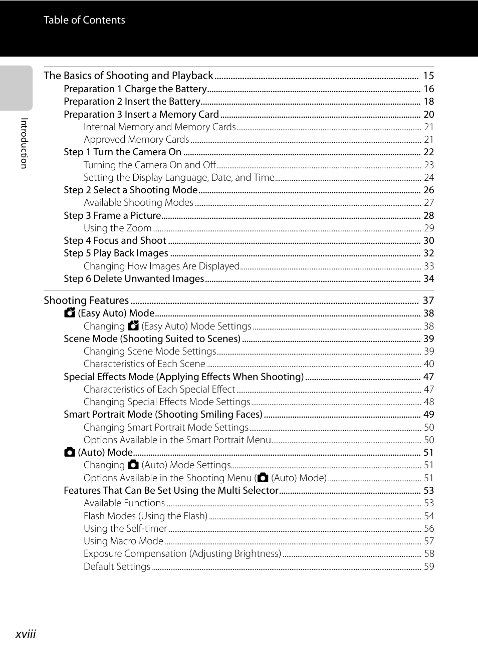 Xviii | Nikon AW100 User Manual | Page 20 / 242