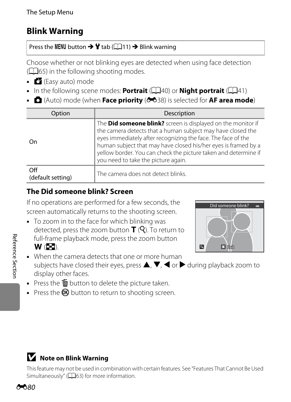 Blink warning | Nikon AW100 User Manual | Page 200 / 242