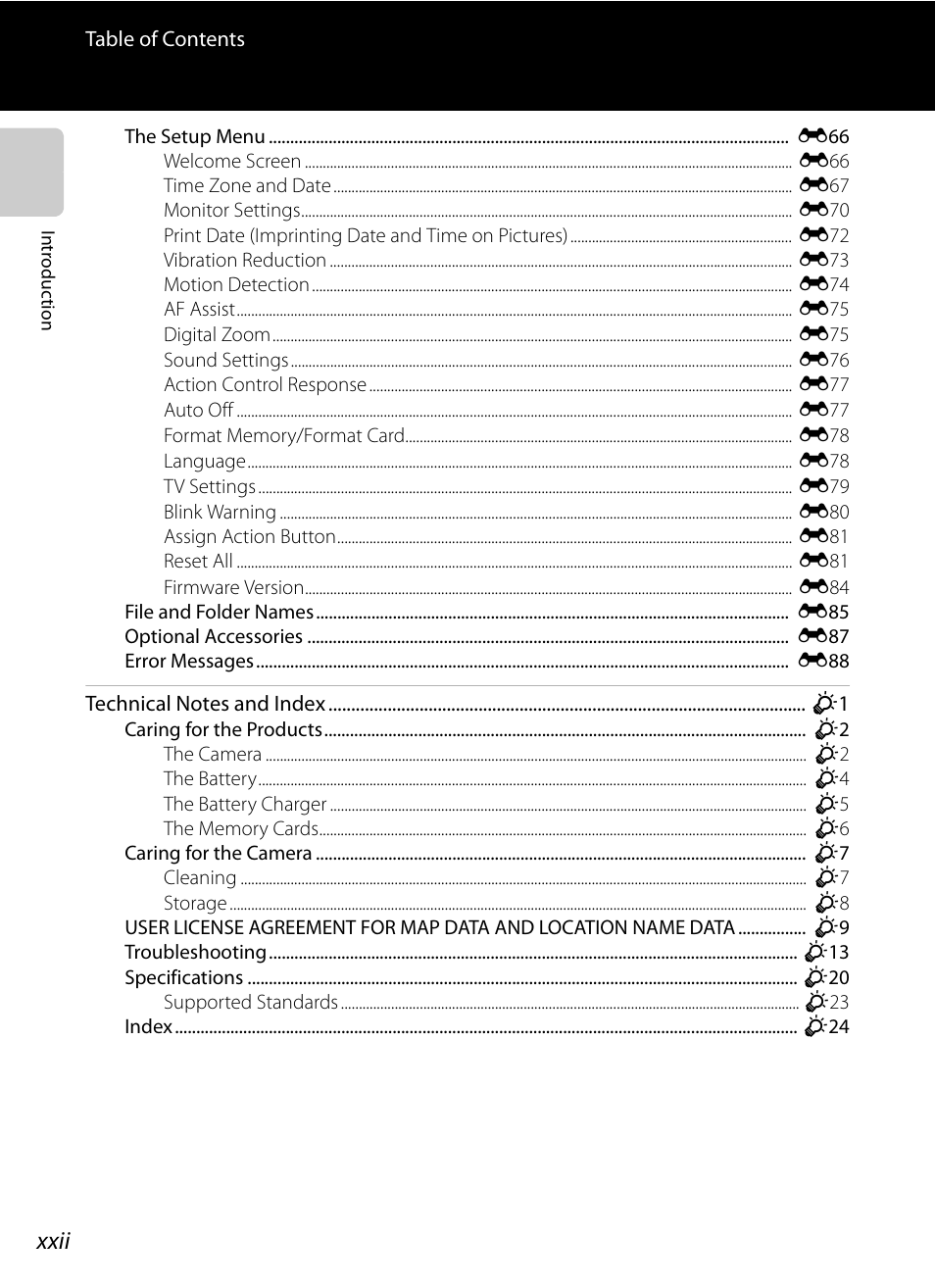 Xxii | Nikon AW100 User Manual | Page 24 / 242
