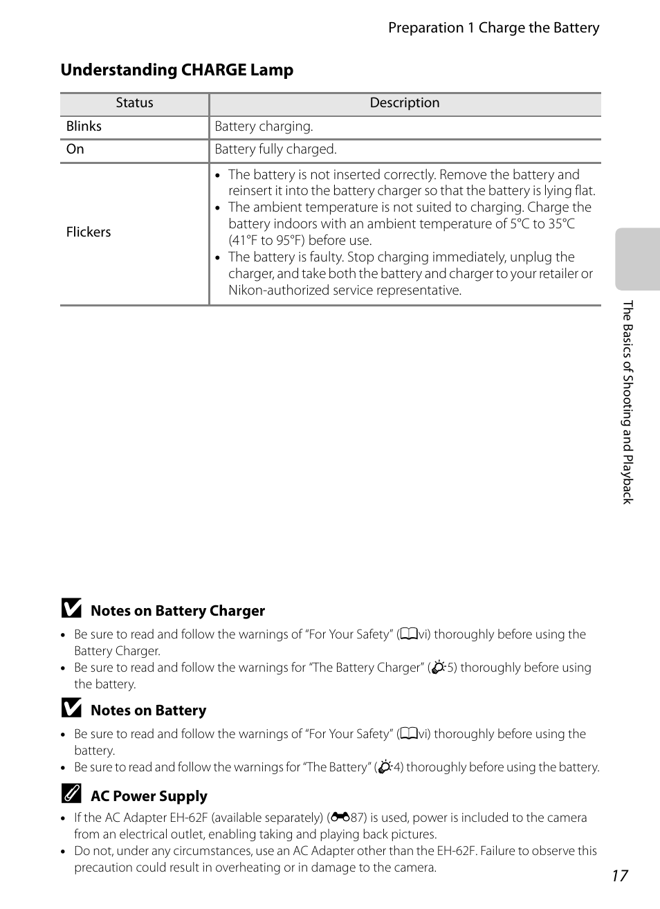Understanding charge lamp | Nikon AW100 User Manual | Page 41 / 242