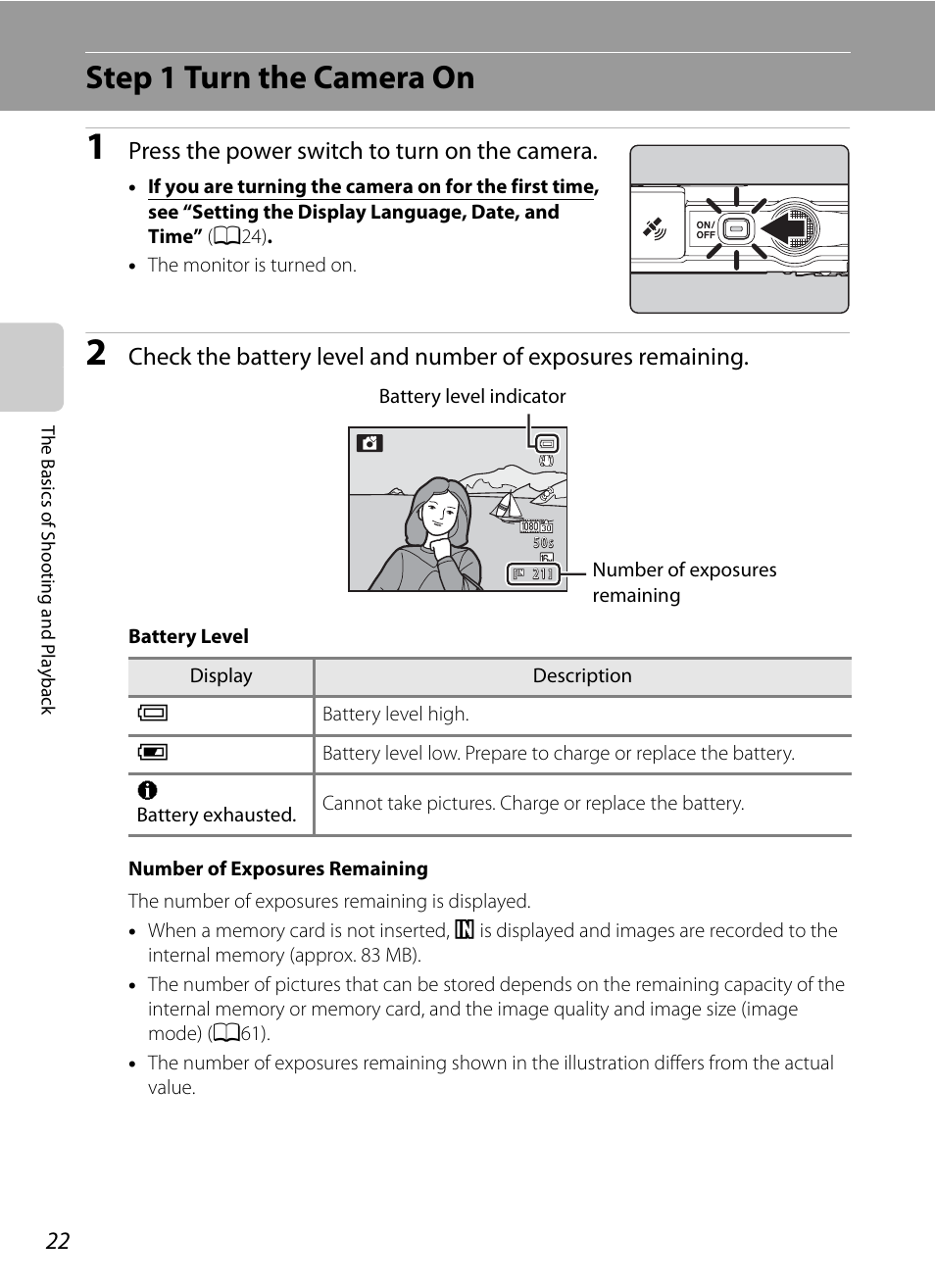 Step 1 turn the camera on, Press the power switch to turn on the camera | Nikon AW100 User Manual | Page 46 / 242