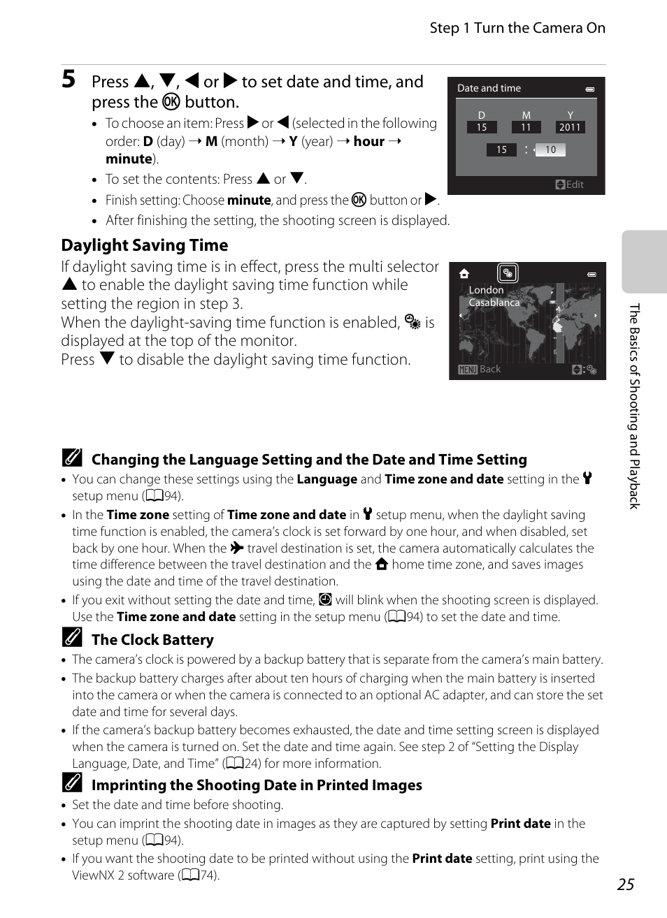 Daylight saving time | Nikon AW100 User Manual | Page 49 / 242
