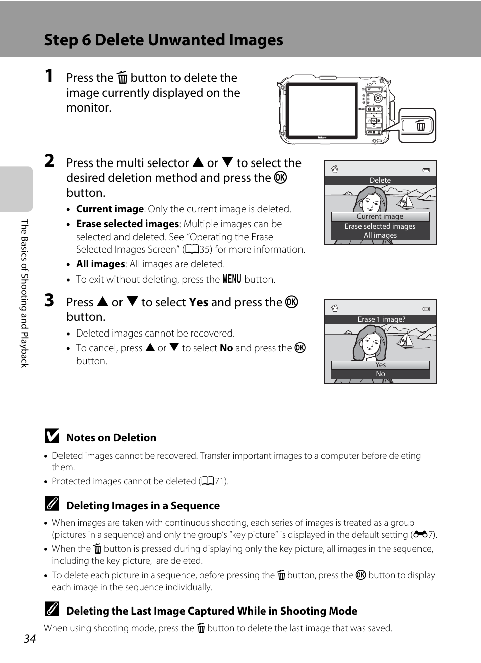 Step 6 delete unwanted images | Nikon AW100 User Manual | Page 58 / 242