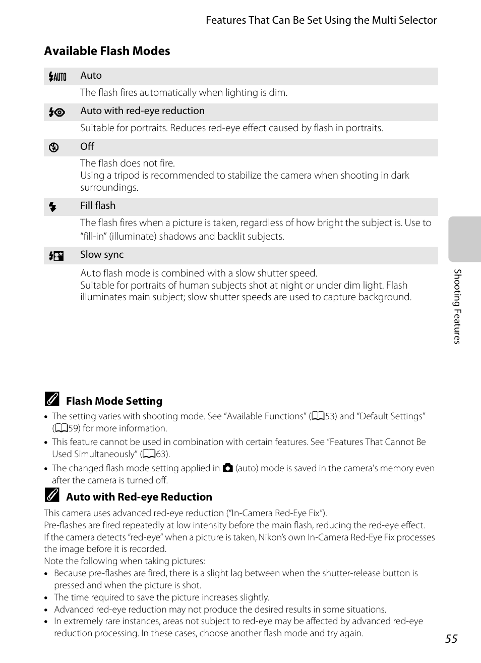 Available flash modes | Nikon AW100 User Manual | Page 79 / 242