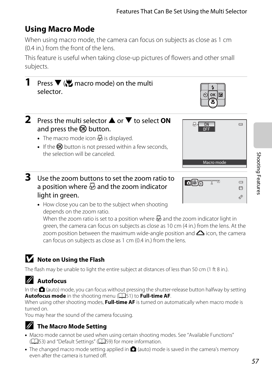 Using macro mode, A57), A57), and | Nikon AW100 User Manual | Page 81 / 242