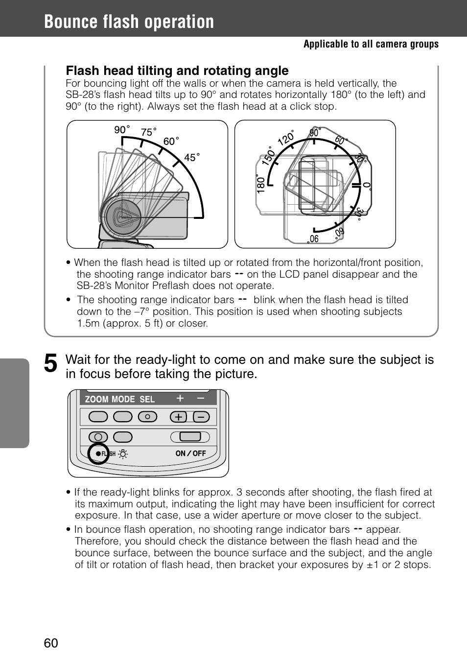 Bounce flash operation | Nikon SB-28 User Manual | Page 60 / 97