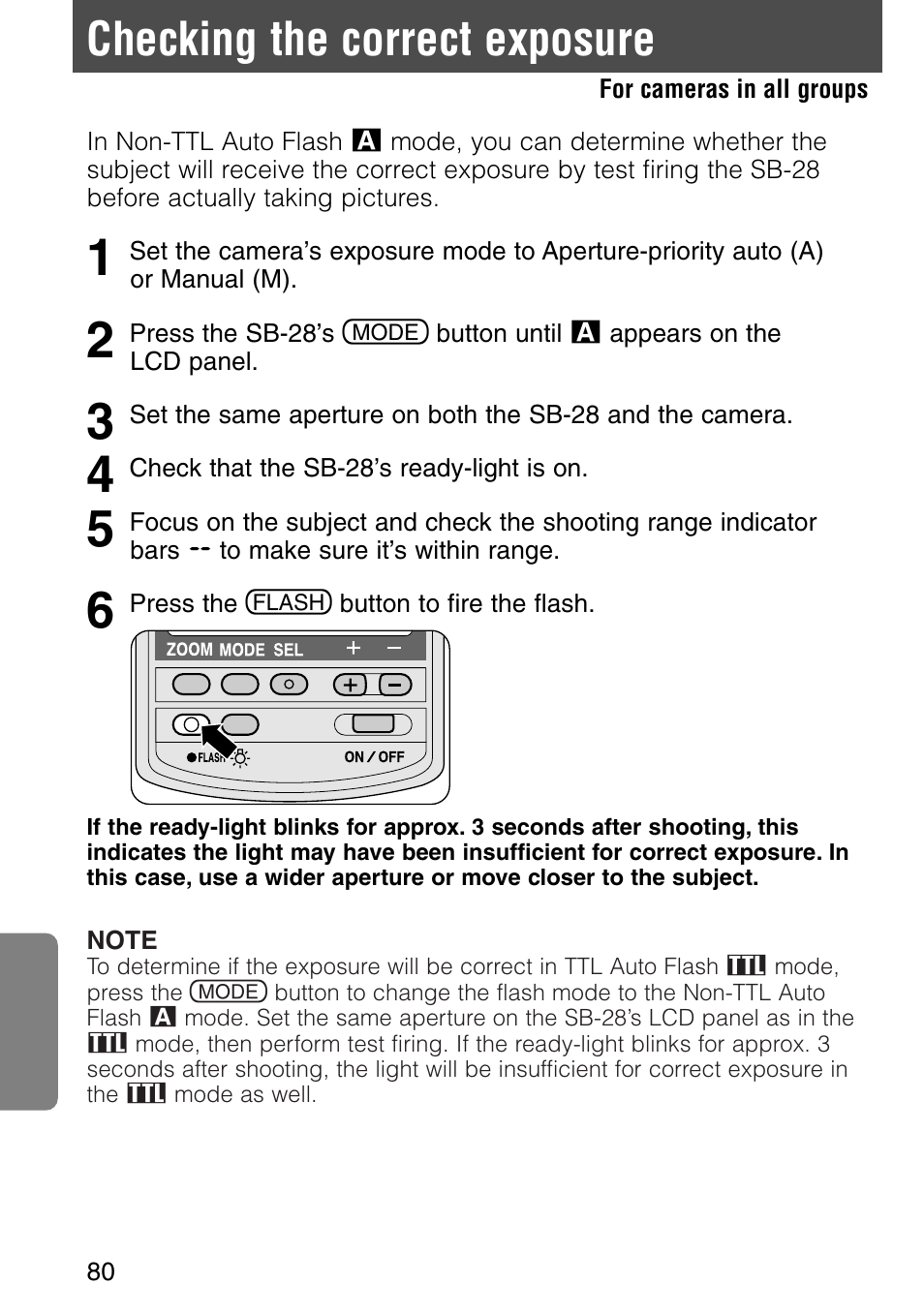 Checking the correct exposure | Nikon SB-28 User Manual | Page 80 / 97