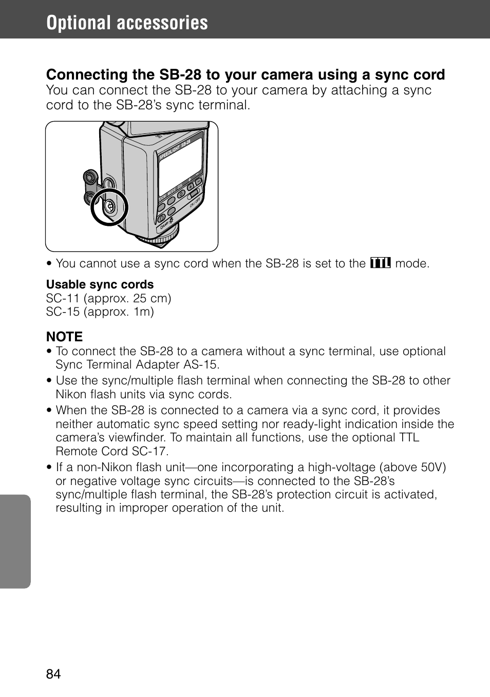 Optional accessories | Nikon SB-28 User Manual | Page 84 / 97