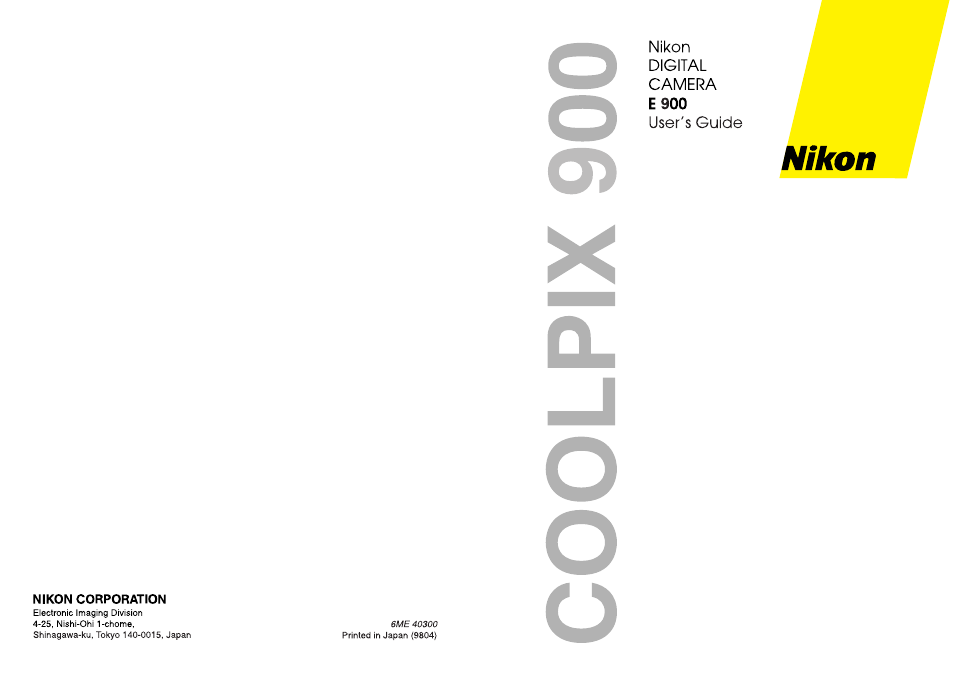 Nikon COOLPIX E900 User Manual | 43 pages