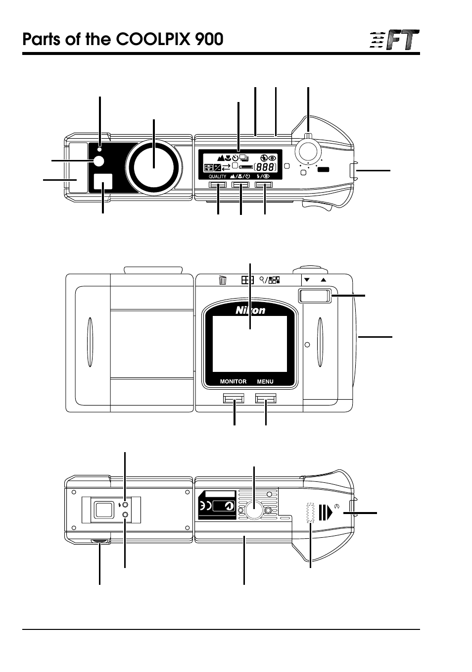 Parts of the coolpix 900, Parts and accessories: parts of the coolpix 900 | Nikon COOLPIX E900 User Manual | Page 14 / 43