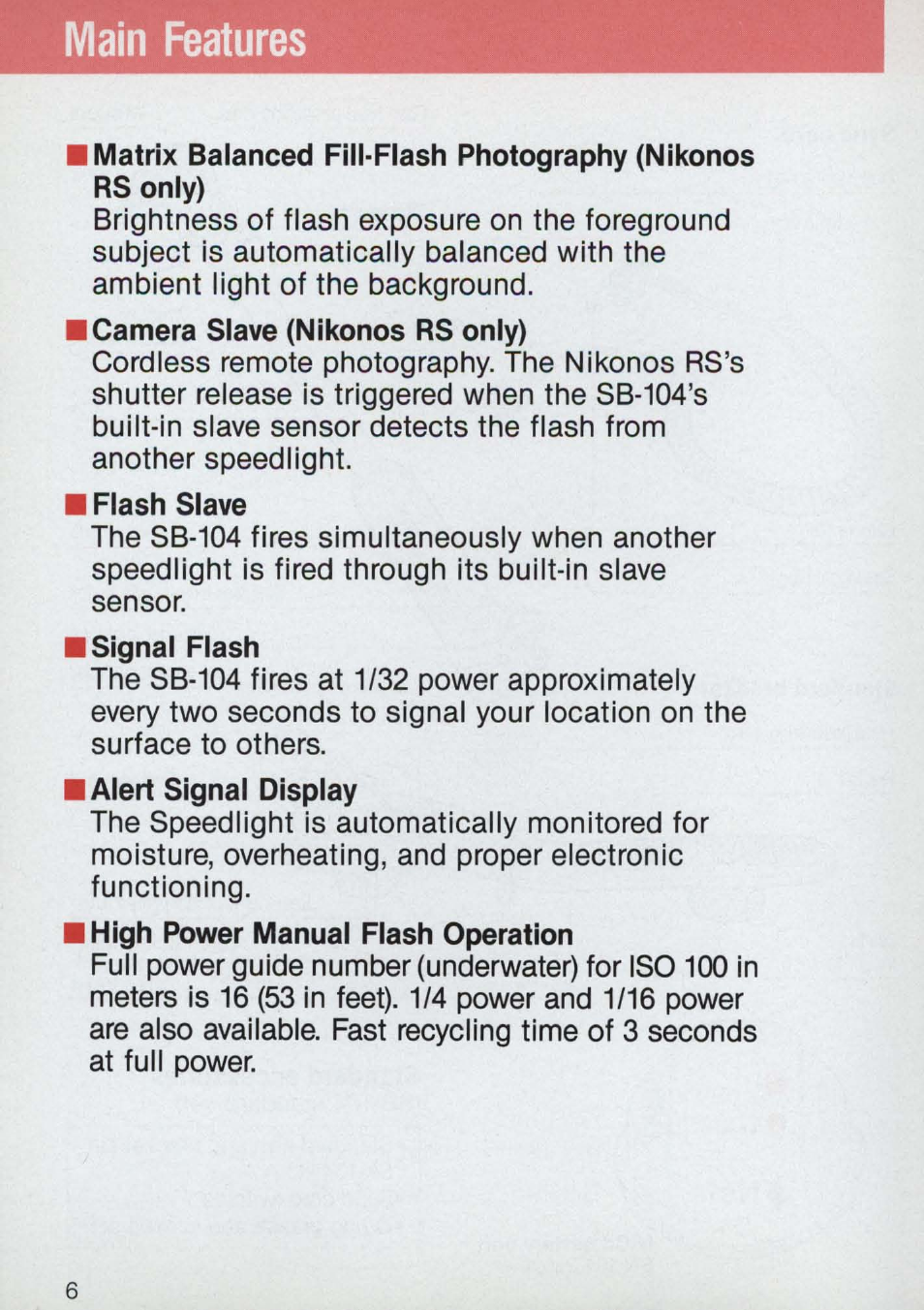 Main features | Nikon 58-104 User Manual | Page 6 / 72