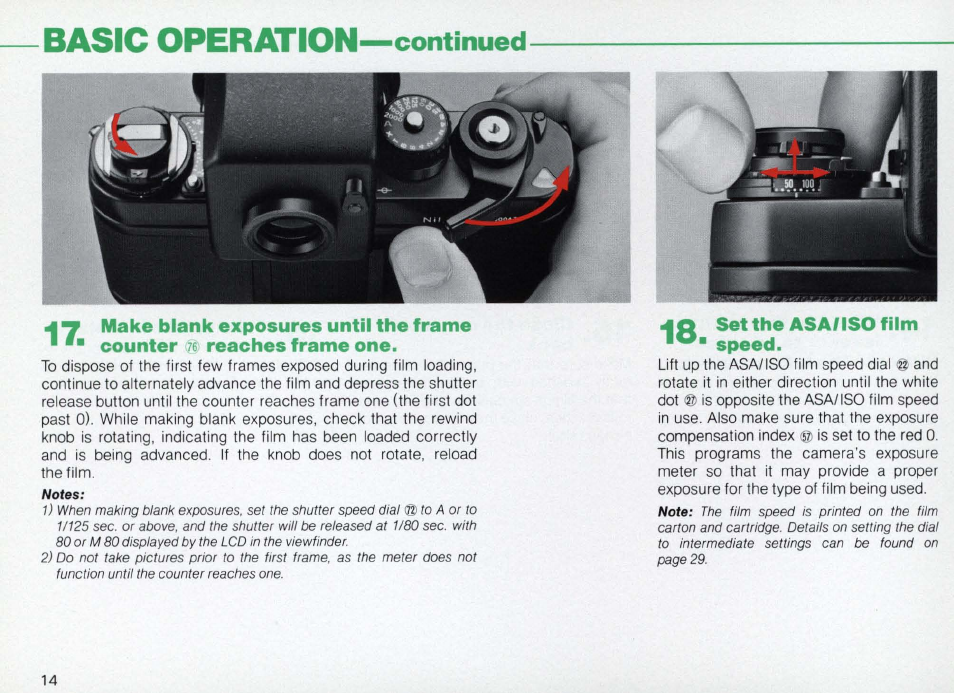 Q check battery power, Basic operation —continued, Y move the power switch | Q depress the shutter release button ® halfway | Nikon Camera F3AF User Manual | Page 14 / 128