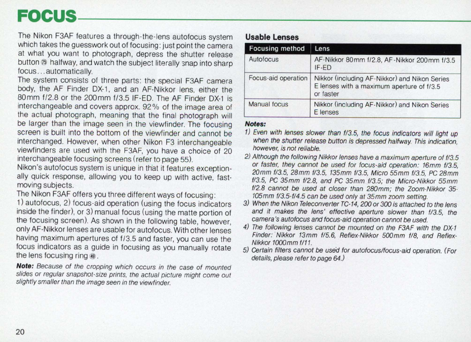 40 set the asa/iso film speed | Nikon Camera F3AF User Manual | Page 20 / 128