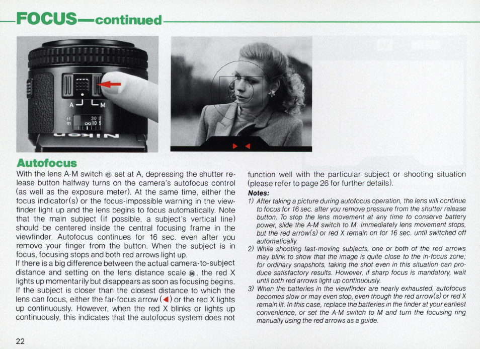 Oo hold the camera steady, Basic operation —continued, No compose the picture | Nikon Camera F3AF User Manual | Page 22 / 128