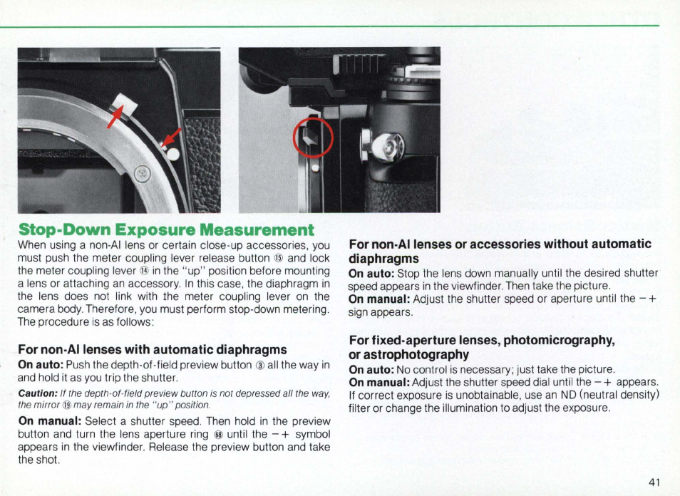 Exposure | Nikon Camera F3AF User Manual | Page 41 / 128