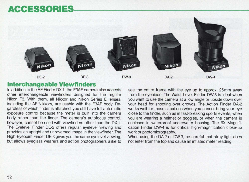 Nikon Camera F3AF User Manual | Page 52 / 128