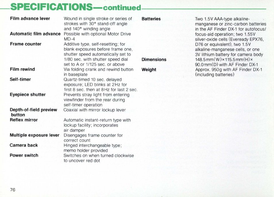 Nikon Camera F3AF User Manual | Page 76 / 128