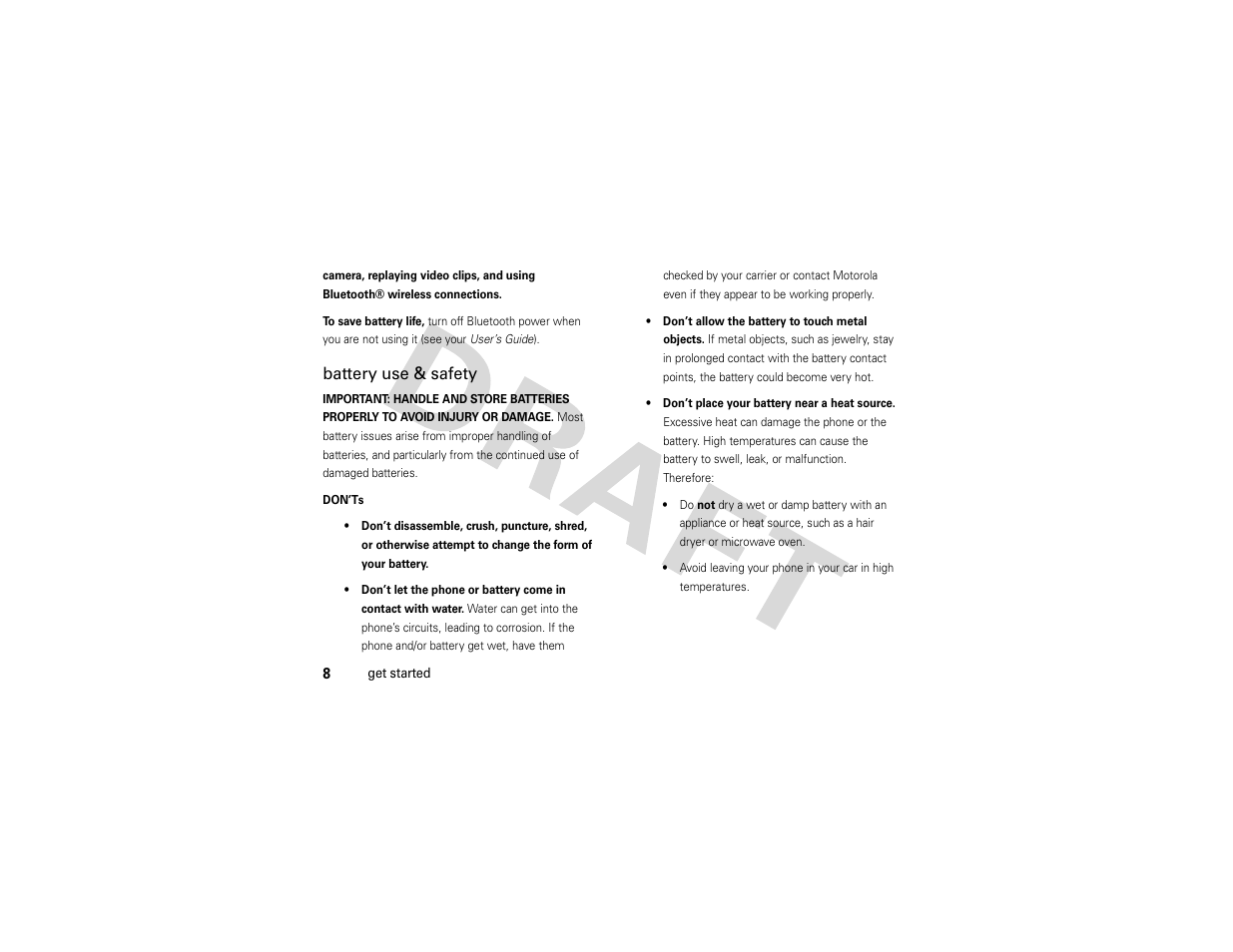 Battery use & safety | Nikon MOTO QA4 User Manual | Page 10 / 66