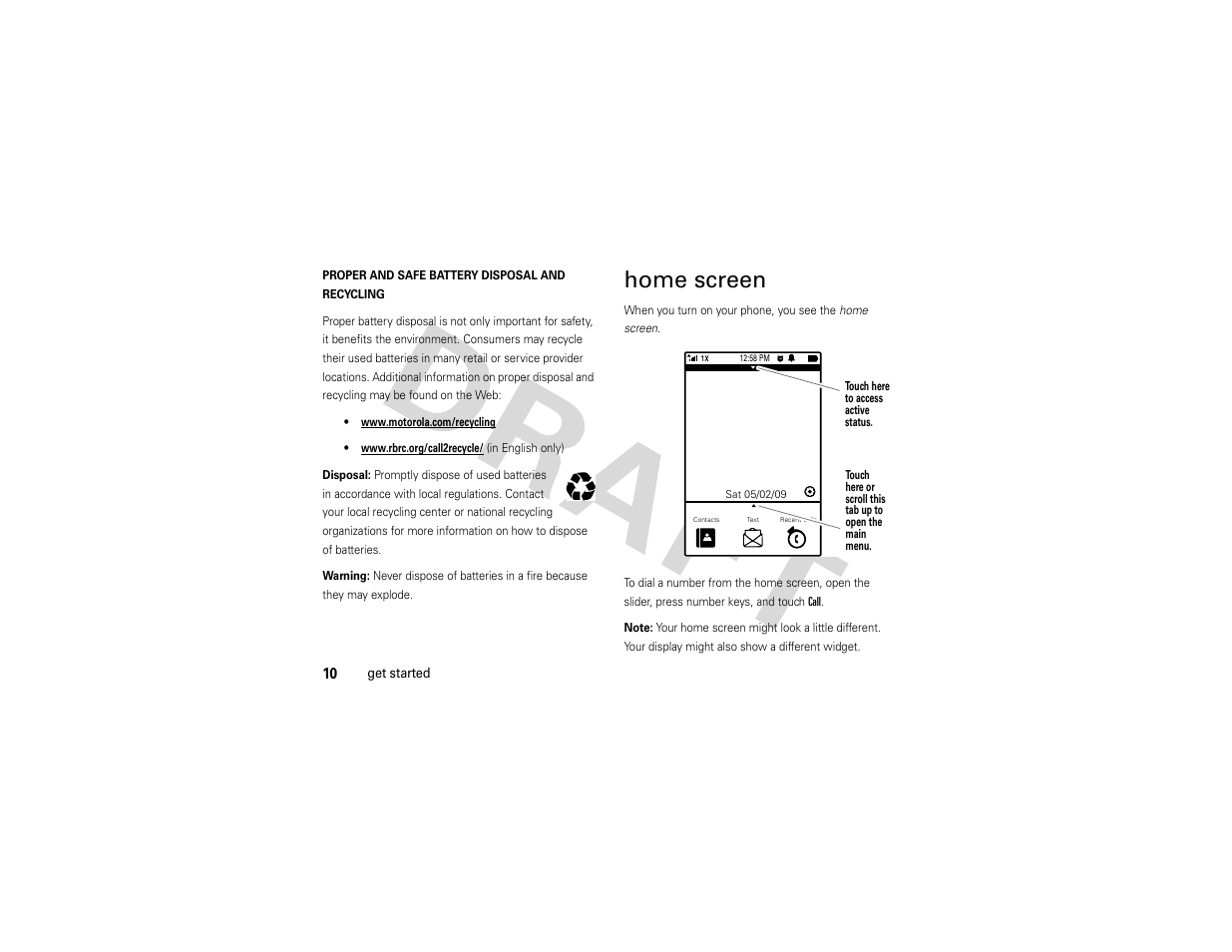 Home screen | Nikon MOTO QA4 User Manual | Page 12 / 66