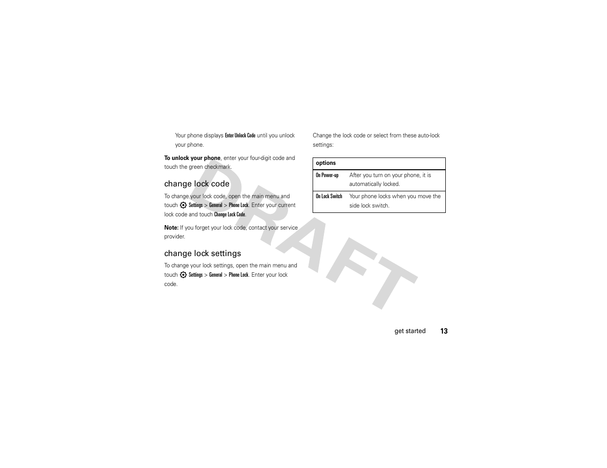 Change lock code, Change lock settings | Nikon MOTO QA4 User Manual | Page 15 / 66