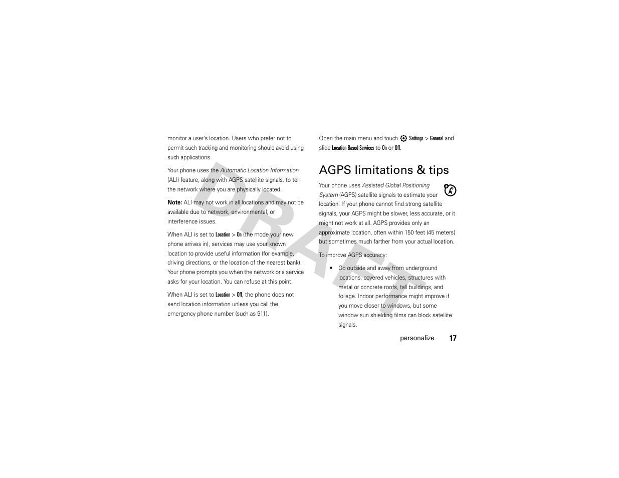 Agps limitations & tips | Nikon MOTO QA4 User Manual | Page 19 / 66