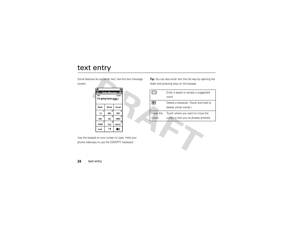 Text entry | Nikon MOTO QA4 User Manual | Page 26 / 66