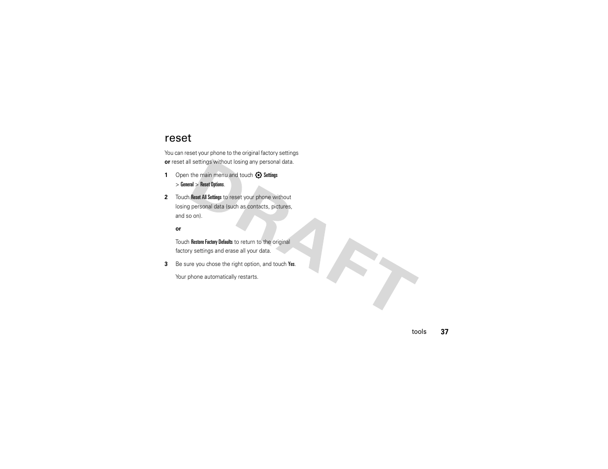 Reset | Nikon MOTO QA4 User Manual | Page 39 / 66