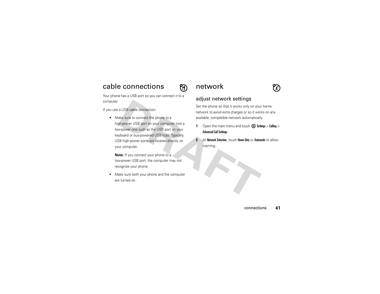 Cable connections, Network | Nikon MOTO QA4 User Manual | Page 43 / 66