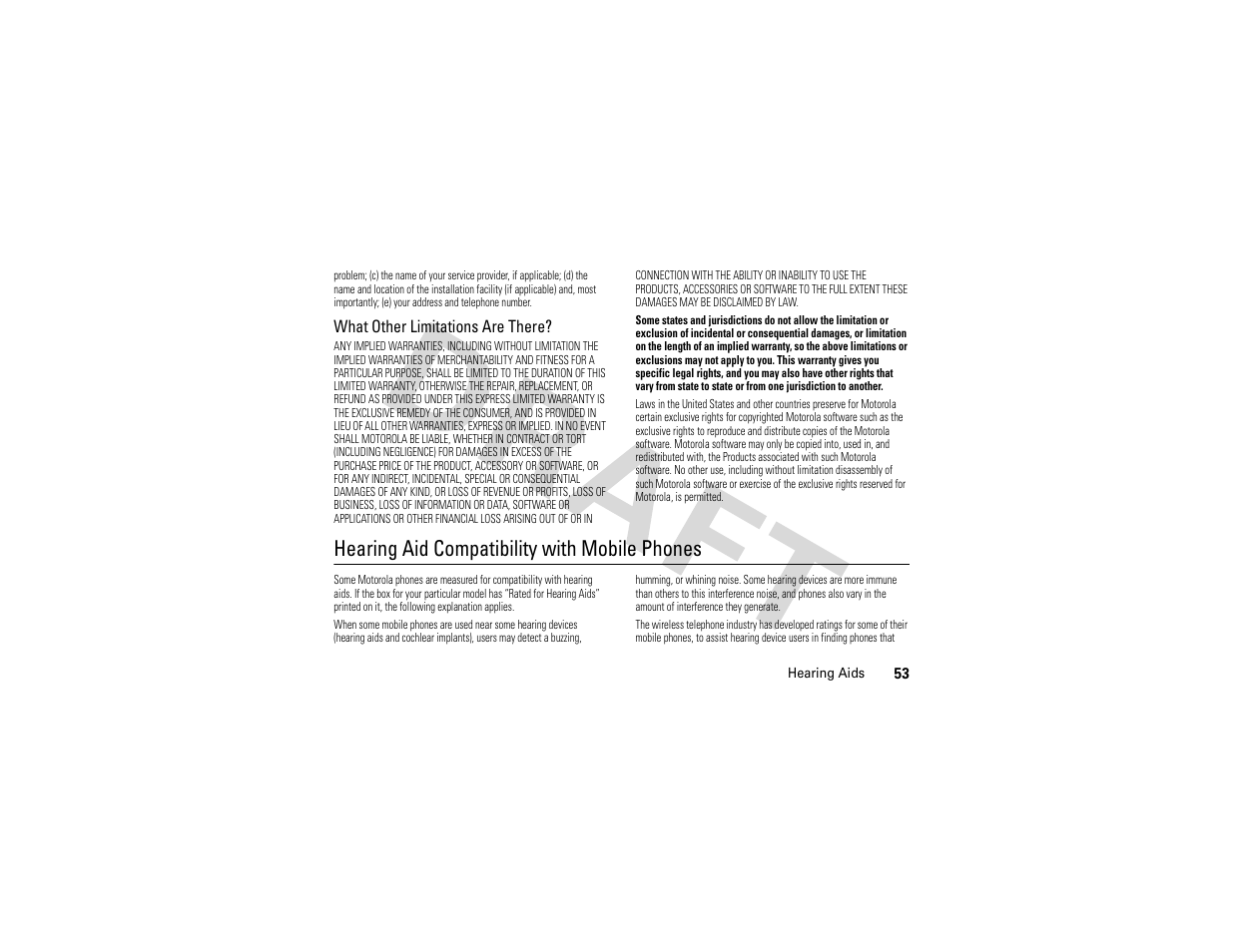 Hearing aids, Hearing aid compatibility with mobile phones, What other limitations are there | Nikon MOTO QA4 User Manual | Page 55 / 66