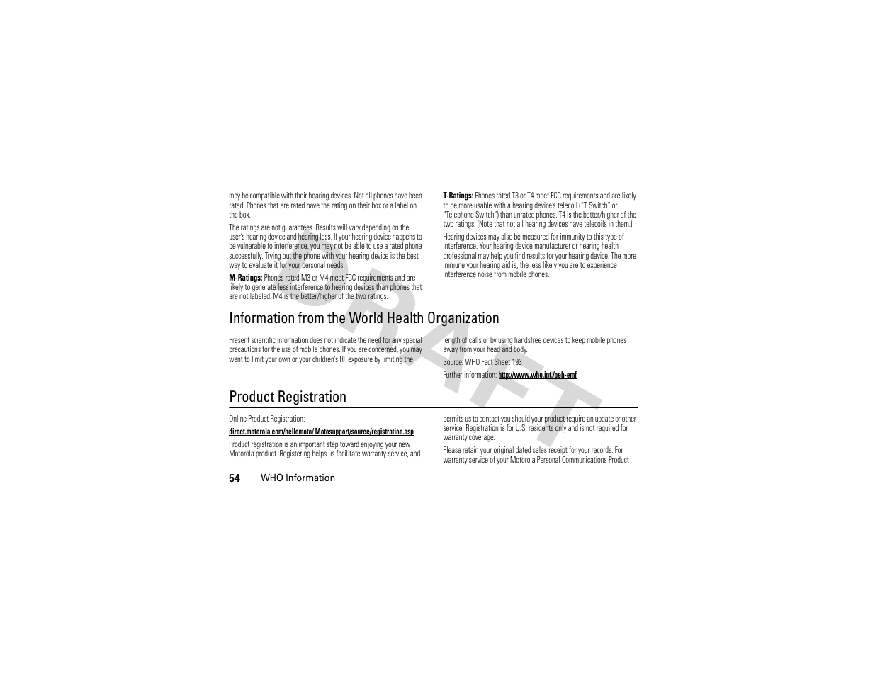 Who information, Registration, Information from the world health organization | Product registration | Nikon MOTO QA4 User Manual | Page 56 / 66
