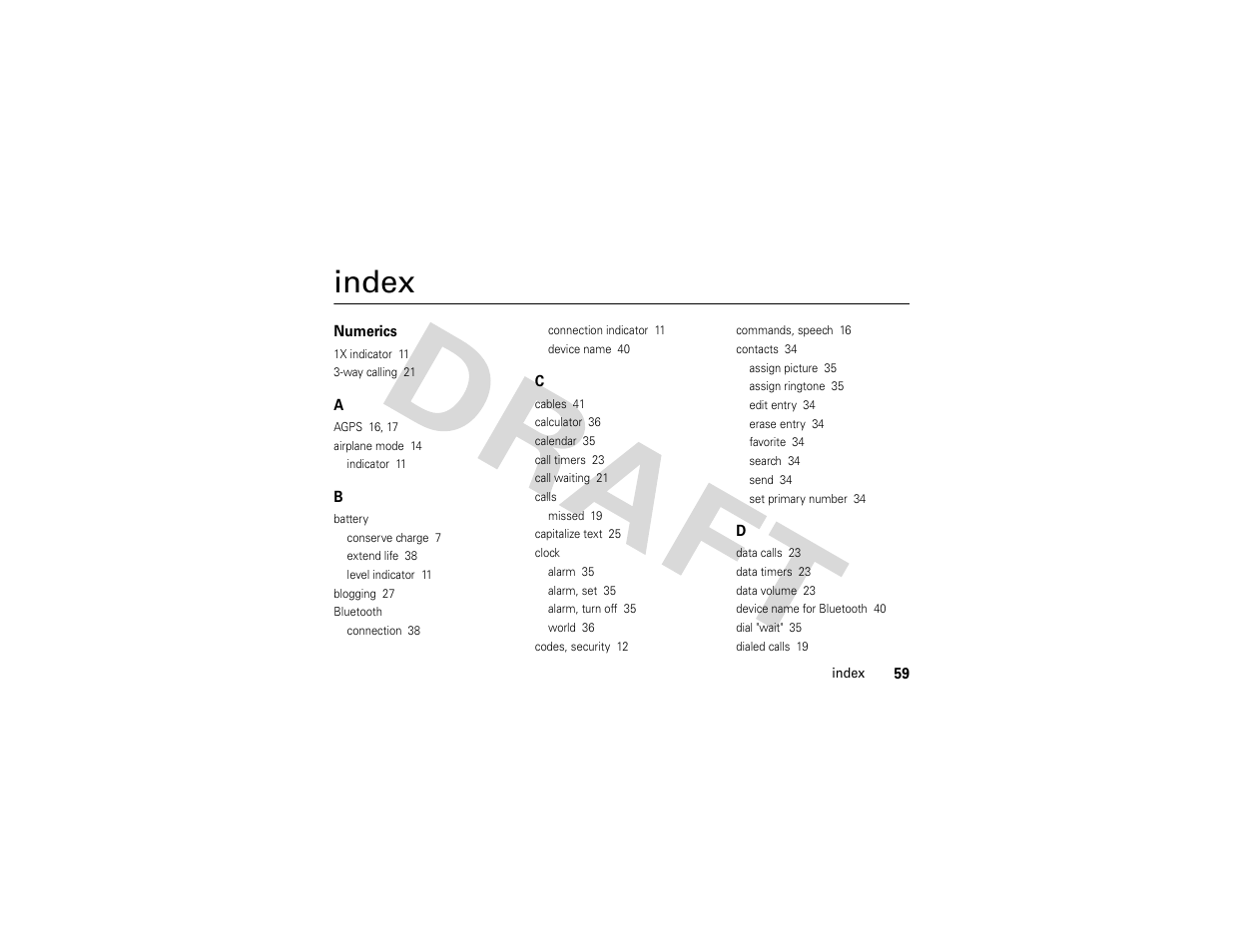 Index | Nikon MOTO QA4 User Manual | Page 61 / 66