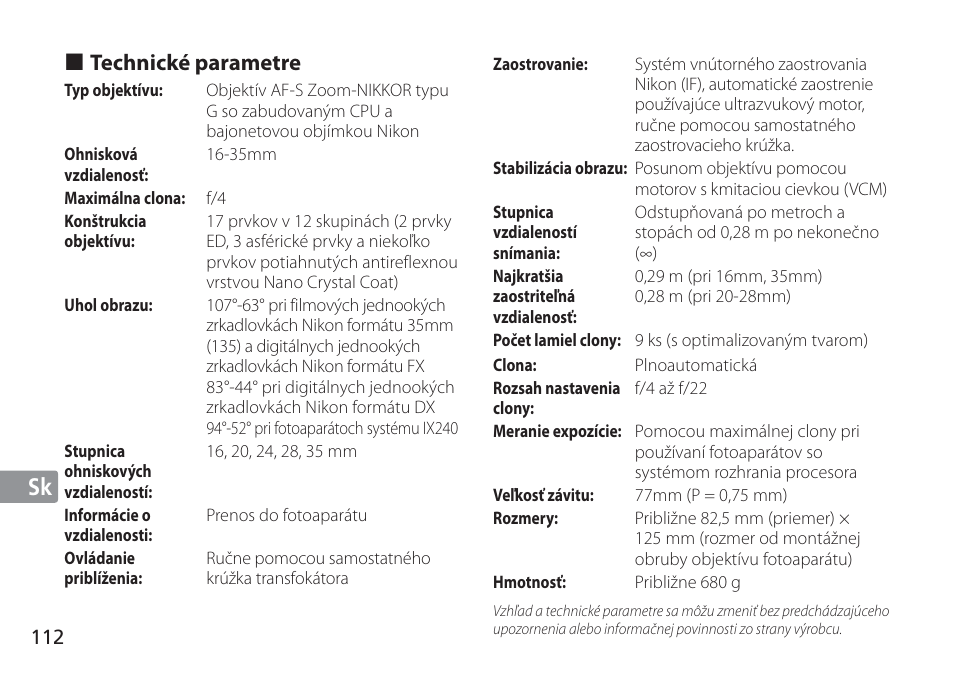 Jp en de fr es se ru nl it cz sk ck ch kr | Nikon AF-S User Manual | Page 112 / 152