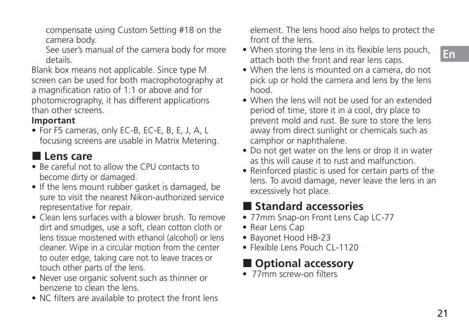 Nikon AF-S User Manual | Page 21 / 152