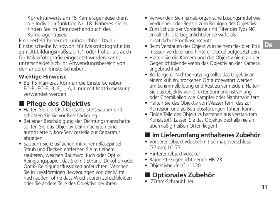 Nikon AF-S User Manual | Page 31 / 152