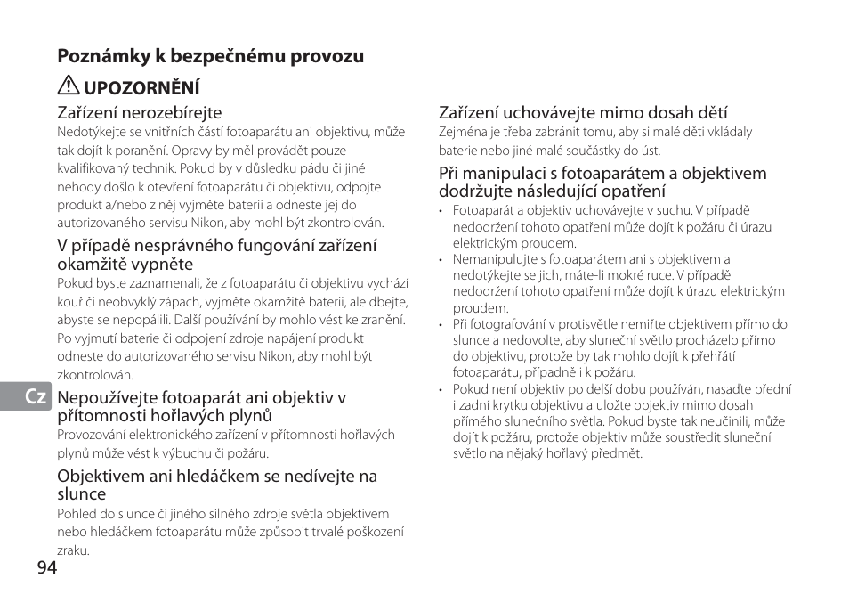 Jp en de fr es se ru nl it cz sk ck ch kr | Nikon AF-S User Manual | Page 94 / 152
