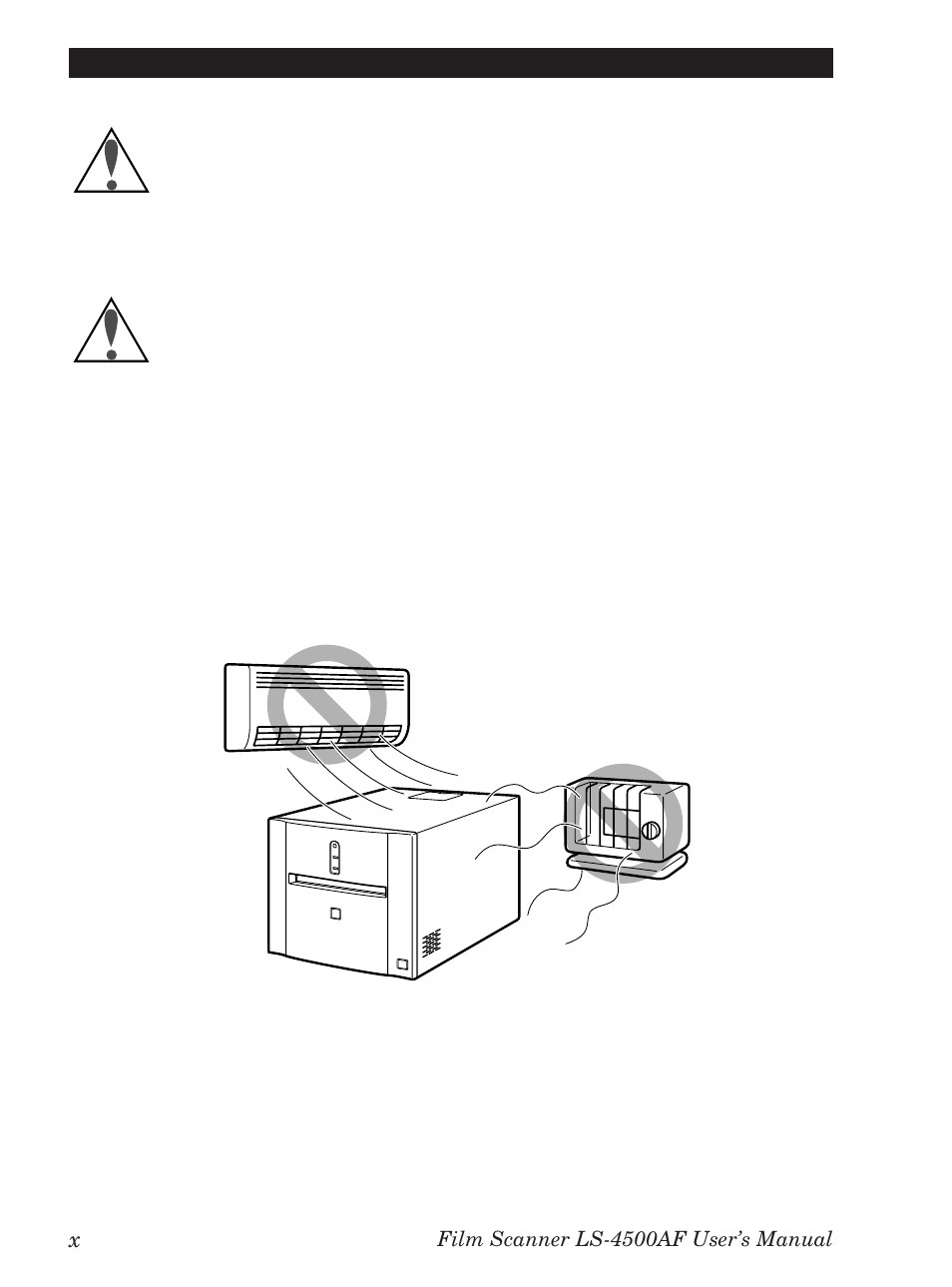 If you notice anything abnormal, Storage and operating locations | Nikon LS-4500AF User Manual | Page 12 / 74