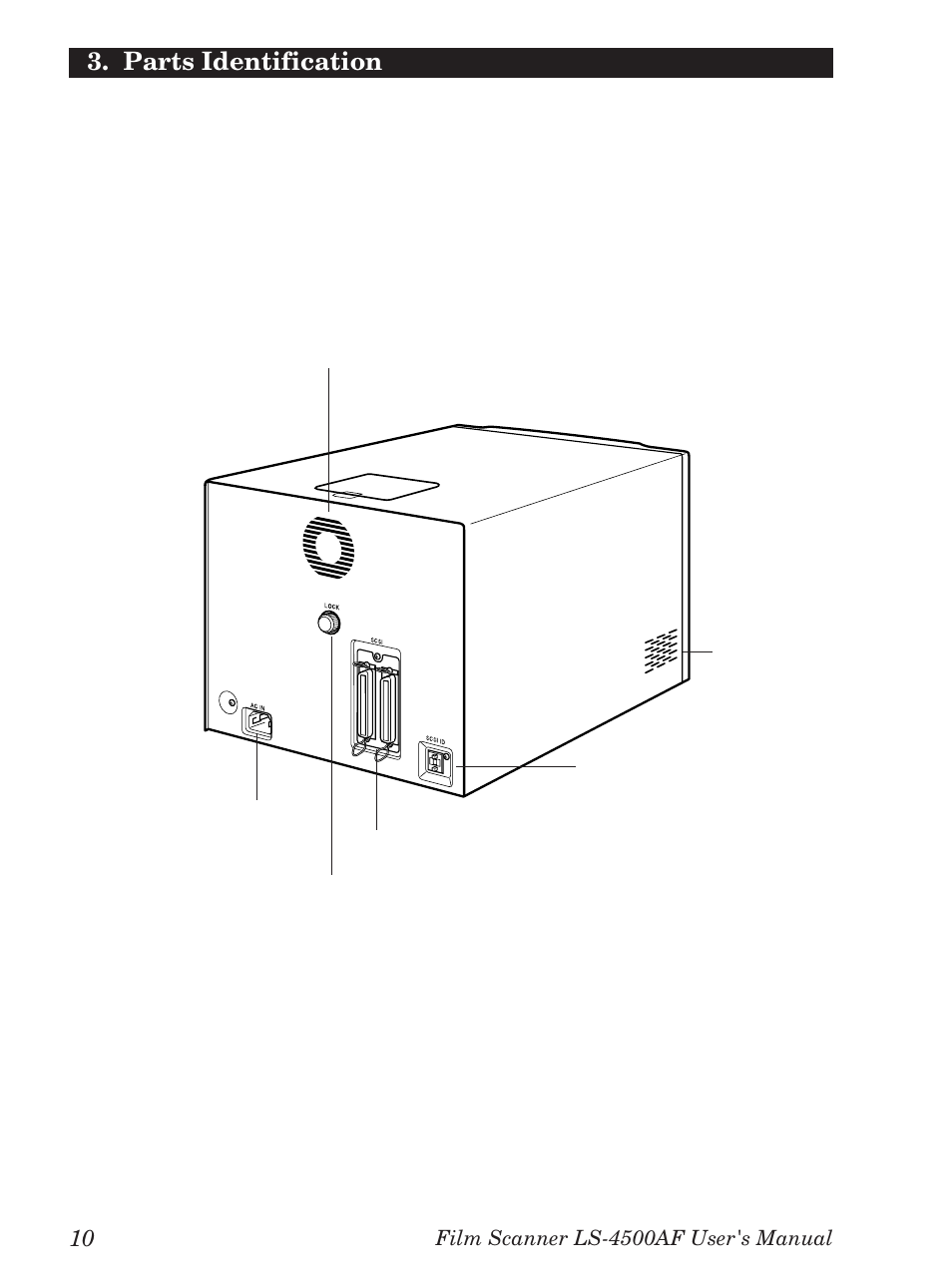 Rear panel, Parts identification | Nikon LS-4500AF User Manual | Page 30 / 74